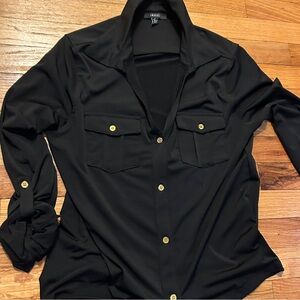 IMNYC Black Shirt with Gold buttons NWOT